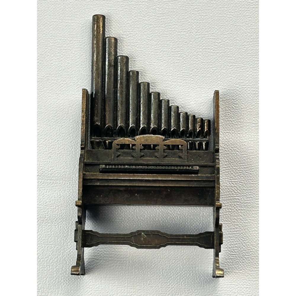Vintage Mini Pipe Organ Music Box Metal Pan Flute Hong Kong Mechanical